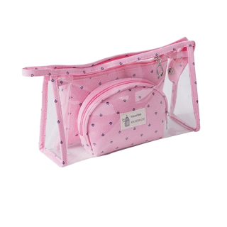 โปรโมชั่น : ส่งไวจากไทยกระเป๋าเครื่องสําอาง Pvc สีใสความจุขนาดใหญ่แบบพกพา 3 ชิ้นBlue3pcs set24715cm