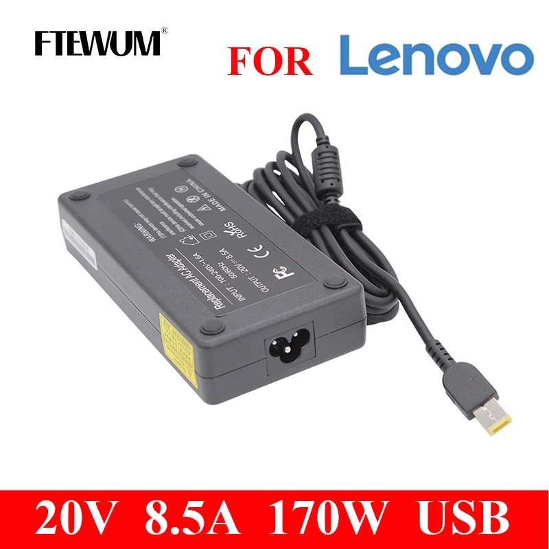 Laptop Charger 20V 8.5A 170W AC DC Power Adapter for Lenovo Legion Y7000P Y720-15 P50 P51 P70 P71 T5