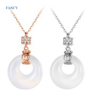 Fancy สร้อยคอเงินแท้ เกรด S925 จี้หยกธรรมชาติ เครื่องประดับ สําหรับผู้หญิง