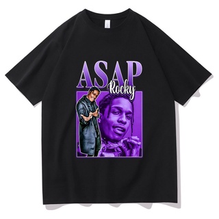 [S-5XL]Nbf3f23r97r เสื้อยืดแขนสั้น ผ้าฝ้าย พิมพ์ลายกราฟิก ASAP Rocky Portrait สไตล์ฮิปฮอป แนวสตรีท สําหรับผู้ชาย ER66WR4