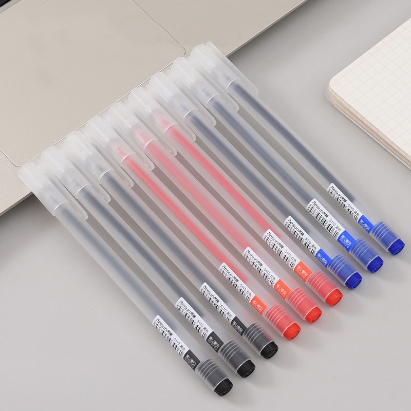 ปากกาหมึกเจล สไตล์เรียบง่าย 0.5 มม. สีดํา น้ําเงิน แดง ปากกาหมึก เครื่องมือเขียน นักเรียน ปากกาสอบ ปากกาโรงเรียน สํานักงาน จัดหา