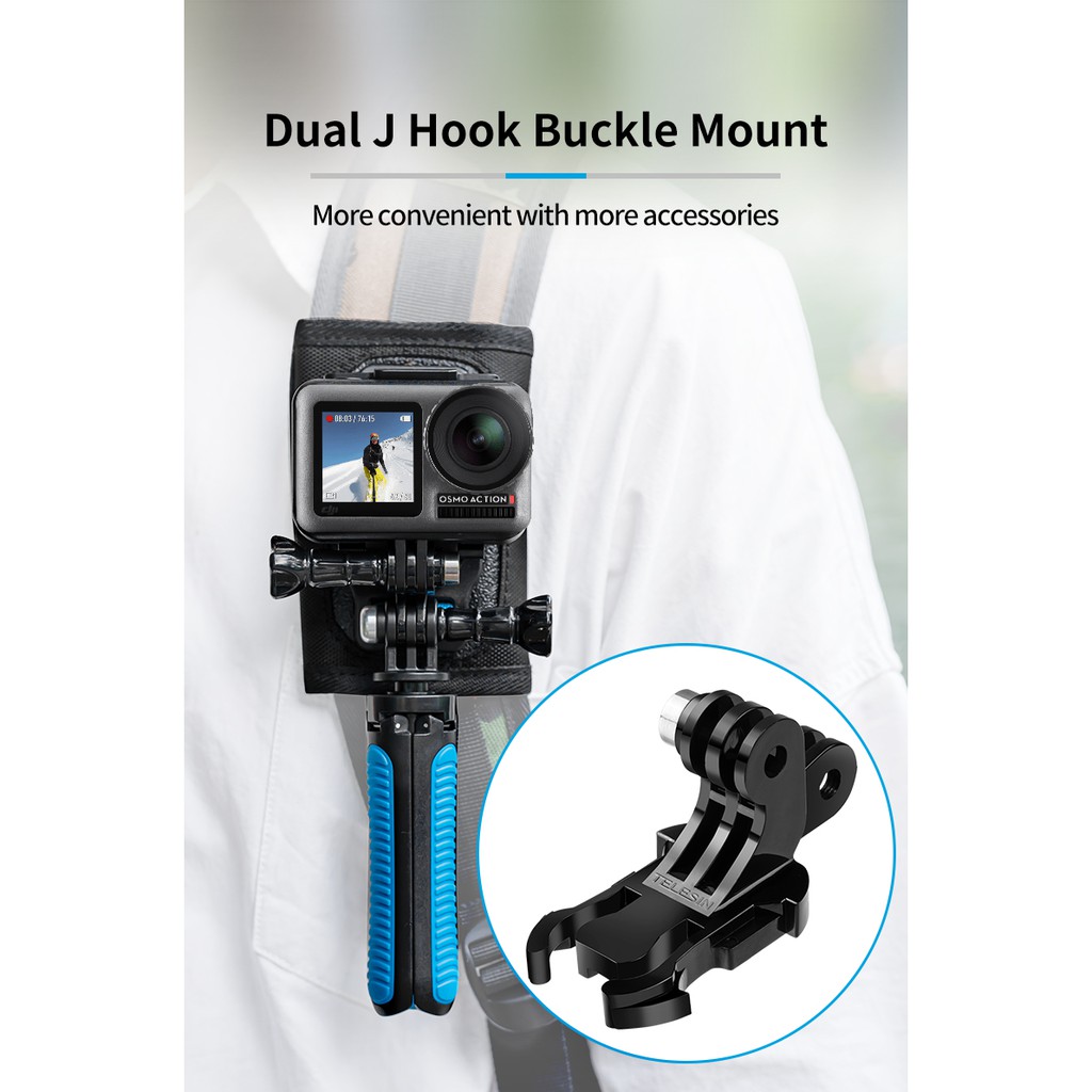 Telesin Dual Head J-Hook QUICK RELEASE Adapter Base for GoPro HERO 13 12 11 ACTION 5/4/3