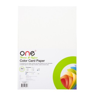 กระดาษการ์ดสี No.00 A4 285 แกรม สีขาวมุก (4แผ่น) ONE Color card paper, No.00 A4 285 grams, pearl white (4 sheets) ONE