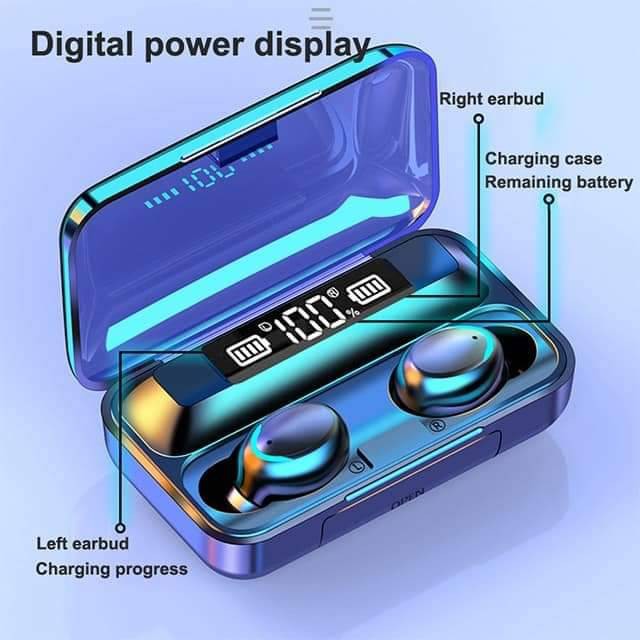 (ฟรีค่าจัดส่ง)หูฟังไร้สาย TWS BTH F9-5เชื่อมต่อผ่านบูทูธปิดเสียงรบกวนและมีตลับชาร์จความจุ2000mAh