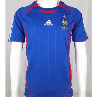 เสื้อกีฬาแขนสั้น ลายทีมชาติฟุตบอล France home 06 ย้อนยุค คุณภาพสูง AAA S-XXL