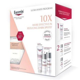 Eucerin UltraWHITE+ Spotless Program  (เดย์ ฟลูอิด+ไนท์ ฟลูอิด 50ml.+ โฟมไวท์ 150ml.)