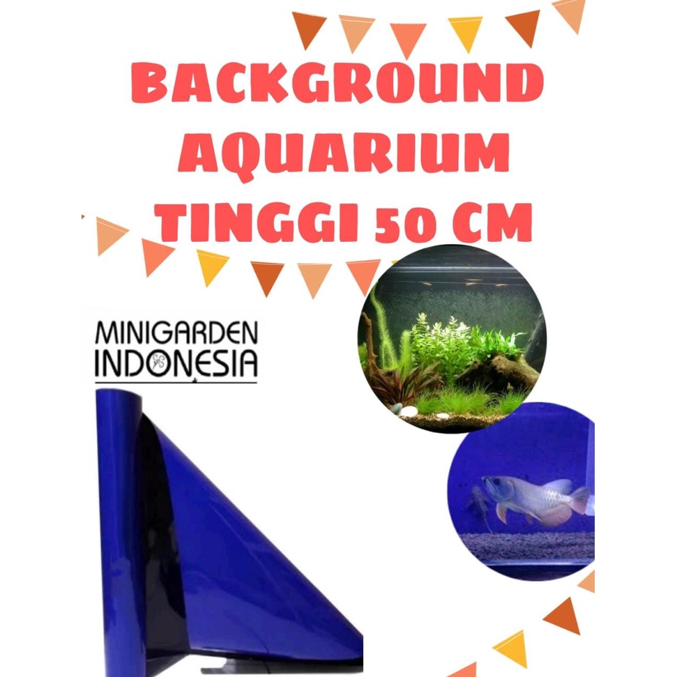 Hitam ขายปลีก 1METER Plain AQUARIUM BACKGROUND 50CM High Black Blue WALLPAPER - PACKING+ PIPA