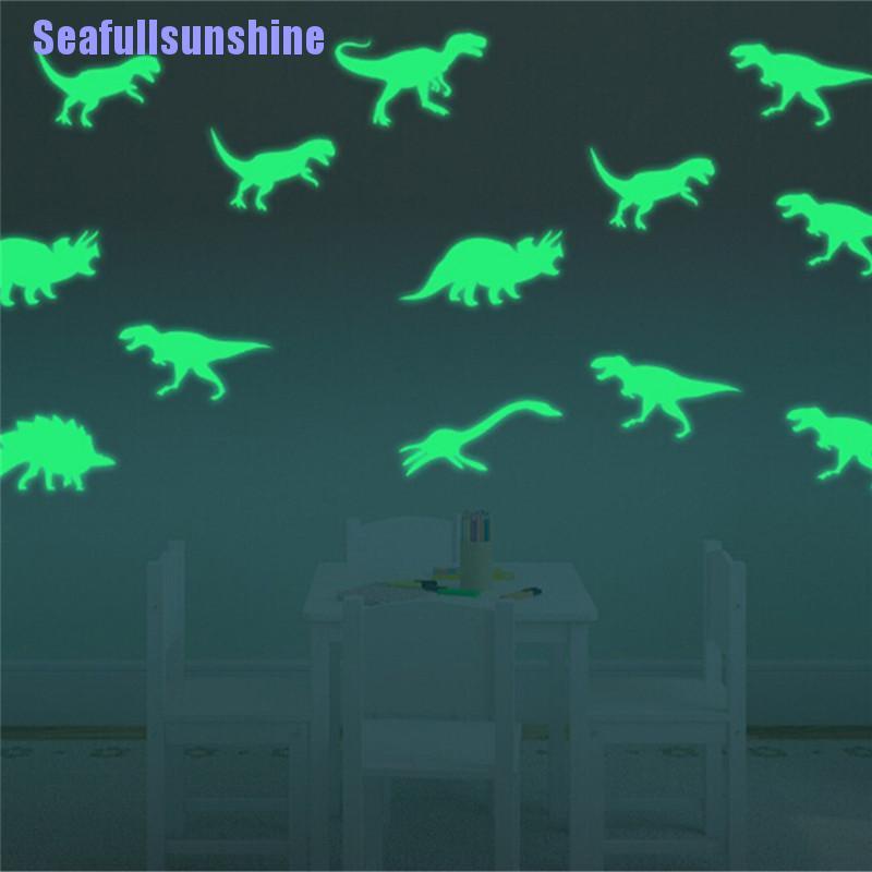 Seaf> สติกเกอร์ไดโนเสาร์เรืองแสงในที่มืด สําหรับติดตกแต่งผนังห้องเด็ก 9 ชิ้น ต่อชุด