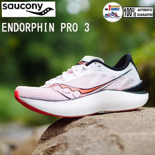 [✨NEW] Saucony รุ่น Endorphin Pro 3 S20755-85 White/ black/ vizi - carbon plate ตัวทอป หน้าเท้าปกติ 