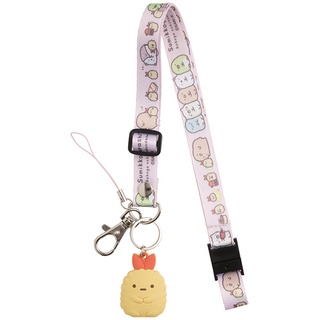 สายคล้องคอ/บัตร มีที่ห้อยมือถือตรงปลาย ลาย Sumikko Gurashi แบบหางกุ้งเทมปุระ ตรงปลายมีตัวห้อยน่ารัก ๆ