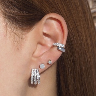 Silvermatters ต่างหูก้านทรงกล้วยคริสตัล 3 แถว (Crystal Triple Banana Split Stud Earrings)