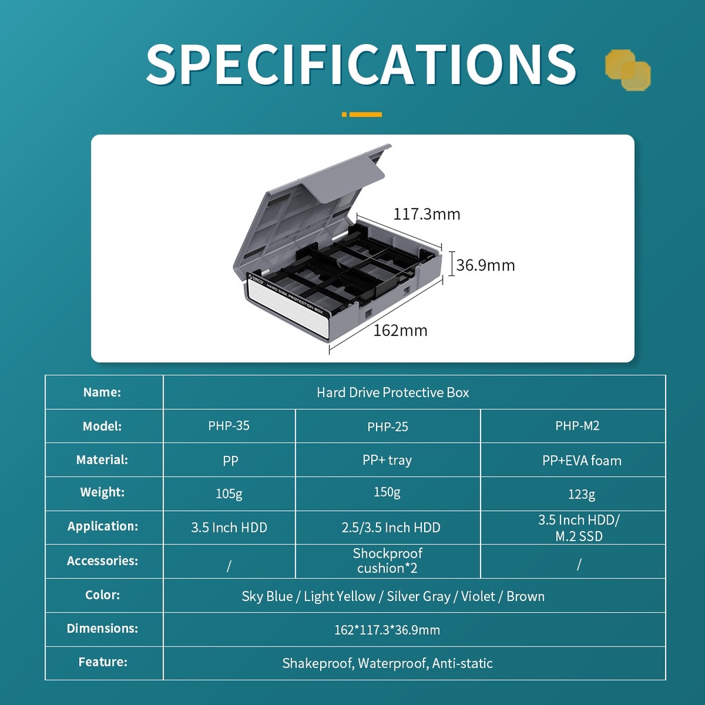 Orico เคส HDD SSD ป้องกันความชื้น สําหรับ HDD SSD ขนาด 3.5 นิ้ว