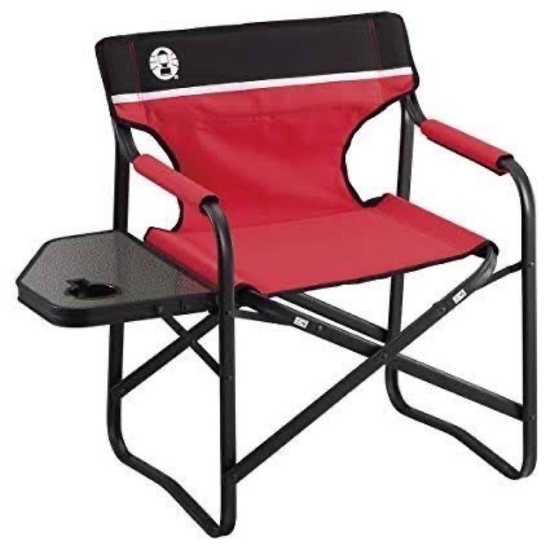 เก้าอี้ Deck Chair พร้่อมโต๊ะวางของจาก Coleman สีแดง