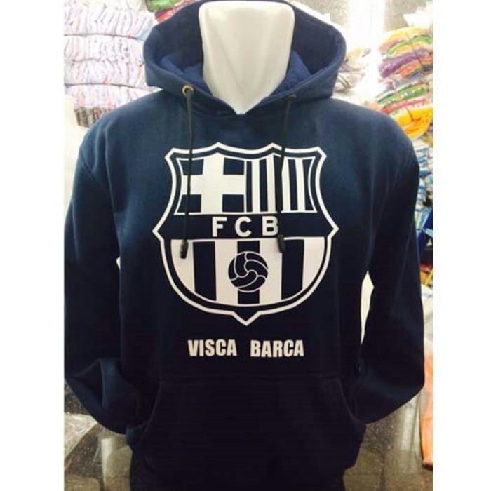 Hitam Barcelona Fc Football Hoodie Sweater Jacket - สีดํา