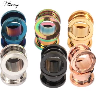 Alisouy 2PC 2-30 มม.เกจวัดหู 316L สแตนเลสอุโมงค์หูปลั๊กเจาะเครื่องประดับหู Stretchers Expander ปลั๊กและอุโมงค์