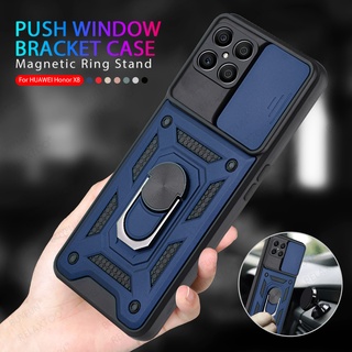 Honer X8 Case Armor Shockproof Coque For Honor X8 X 8 2022 Magnet Holder Ring Push Pull Camera Protect Shell Cover HonorX8 Funda