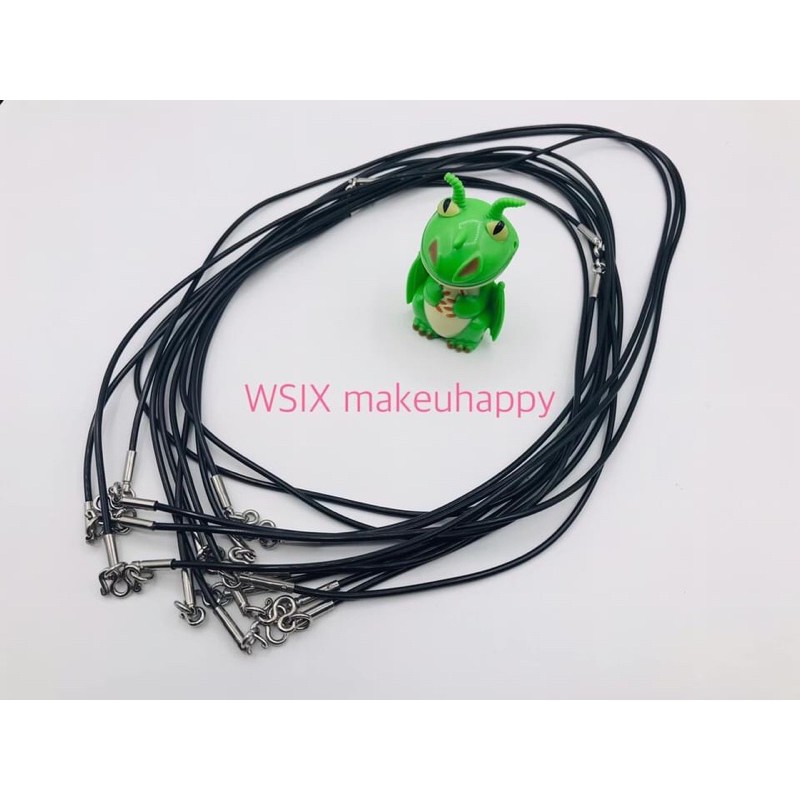 🌷สร้อยยางPVCสีดำ หัวสแตนเลสแท้🌷 🌟ขนาด2mm ไม่ใหญ่ใส่แล้วน่ารัก 🌟 🍀ไม่อมเหงื่อ ใส่สบาย ใส่อาบน้ำได้