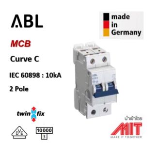 เซอร์กิต เบรกเกอร์ :  Circuit Breaker : MCB 2pole 10kA : ABL : Made in Germany