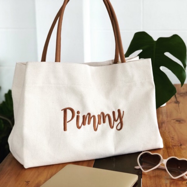 กระเป๋าปักชื่อ Canvas bag ขนาดใหญ่