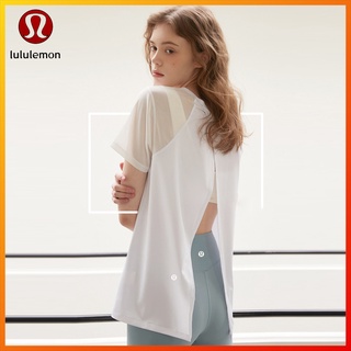 Lululemon  ใหม่ เสื้อแขนสั้น ผ้าตาข่าย ระบายอากาศ ทรงหลวม สําหรับออกกําลังกาย เล่นโยคะ ฟิตเนส HN22