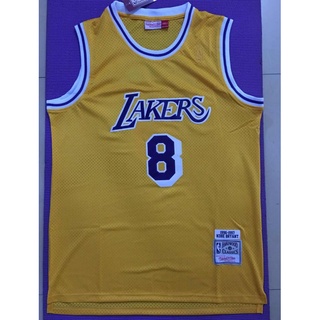 96-97 ใหม่ NBA Los Angeles Lakers รองเท้าลําลอง สําหรับผู้ชาย #เสื้อกีฬาบาสเก็ตบอล ปักลาย Kobe Bryant MN สีเหลือง สไตล์เรโทร 8 ชิ้น