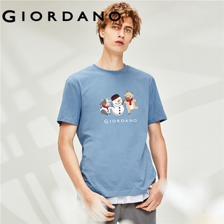 Giordano men T-Shirts Printed Cotton Summer Casual Solid T-Shirts Ribbed Crewneck Short Sleeves T-Shirts Free Shipping