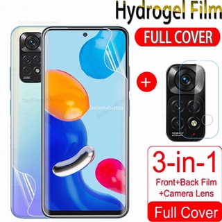 3 in 1 Hydrogel Protection Film For Xiaomi Redmi Note 11 10 pro 11pro 10pro 11s 10s 11t Note11pro Note10pro Note10s Note11s 4G 5G Front Back Soft Screen Protector Hydrogel Film Camera Back Lens Protective Film Not Tempered Glass