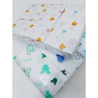 ผ้าอ้อม ผ้าสาลู เย็บ 2 ชั้น พับริม ซึมซับดี  ขนาด 24"x24" 1 โหล