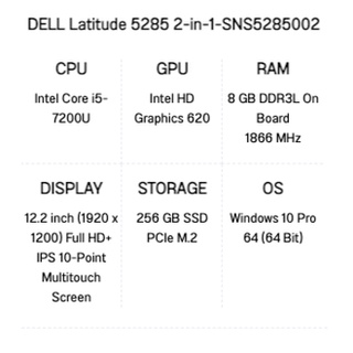 Notebook DELL Latitude 5285 ใช้งานได้ปกติ