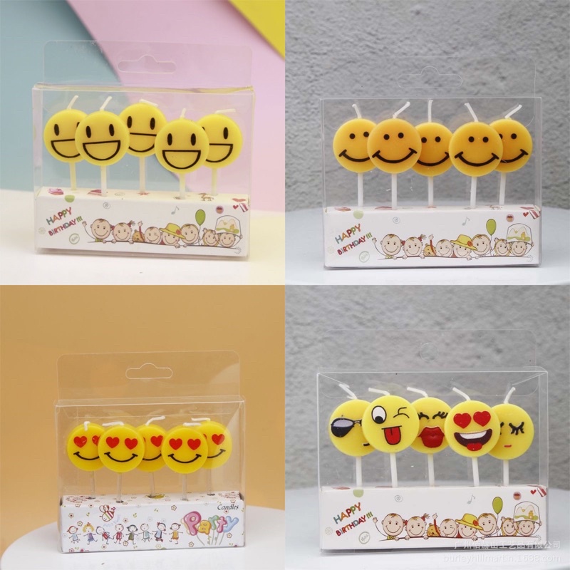 เทียนวันเกิด เทียนหน้ายิ้ม 5ชิ้น/แพค (พร้อมส่งจากไทย) – โปรปัง