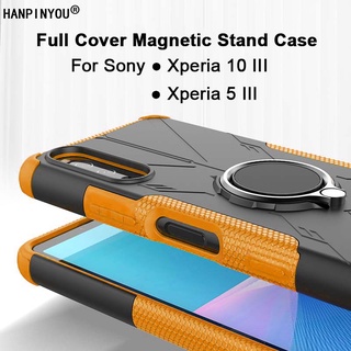 สําหรับ Sony Xperia 1 10 5 III IV ฝาครอบแม่เหล็ก ขาตั้ง เคส PC ด้านหลัง ที่ใส่แหวน