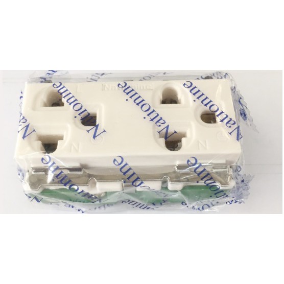 PJR **มีขายส่ง**ราคาต่อชิ้น*ปลั๊กกราวน์คู่ เต้ารับ รุ่นเก่า  WNG15923-7 Nationine