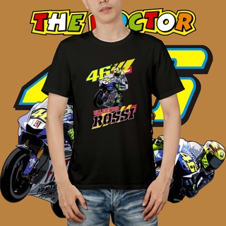 แขนสั้นcrew neckValentino Rossi 46 เสื้อยืด พิมพ์ลายกราฟฟิค สีดํา และสีขาว คุณภาพพรีเมี่ยม MIMI_001S-XXXXL