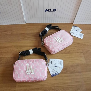 ✨ผ่อน0%แท้100%✨ กระเป๋าสะพาย สีชมพู MLB monogram crayon mini cross bag