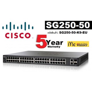 SWITCH HUB (สวิตซ์) CISCO รุ่น SG250-50 (50 PORTS)(SG250-50-K9-EU) 48 Port PoE + 2 Port RJ45/SFP Combo (17) - 5 ปี