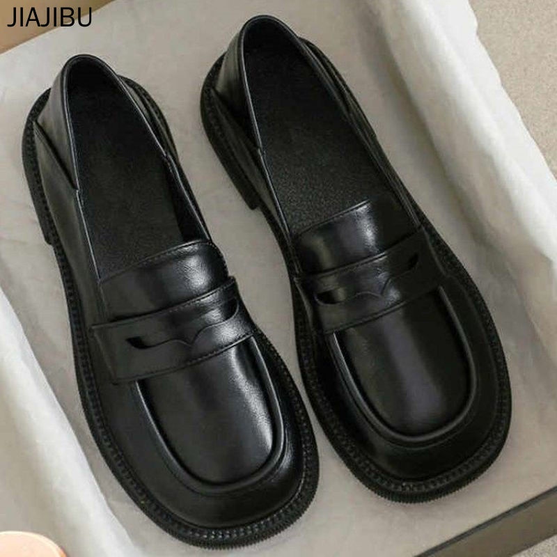 Size 35-43 Fashion Plus Size Women's Shoes 42 Korean All-match Platform Mary Jane Shoes Round Toe Non-slip Small Leather Shoes 41 Japanese JK Uniform Shoes Student Leather Shoes Retro Lolita Shoes Slip-On Oxford Leather Shoes Commuter Peas Shoes
