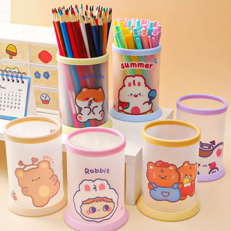 พร้อมส่ง ที่ใส่ปากกา น่ารัก กล่องใส่ปากกาตั้งโต๊ะ ลายการ์ตูน ทรงกลม ที่ใส่ปากกาเครื่องเขียนตั้งโต๊ะ อุปกรณ์สำนักงาน