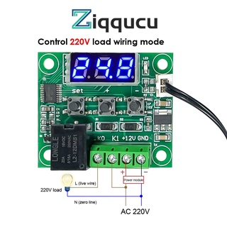 ZIQQUCU W1209 โมดูลสวิตช์ควบคุมอุณหภูมิดิจิทัล LED DC 12V กันน้ํา เซนเซอร์ NTC