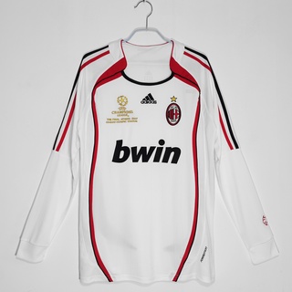 เสื้อกีฬาแขนยาว ลายทีมชาติฟุตบอล Milan UCL FINAL Away 06-07 ชุดเยือน สไตล์เรโทร