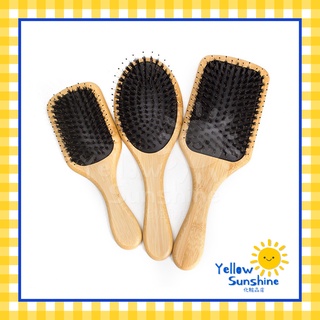 แปรงขนหมูป่า ด้ามไม้ไผ่แท้ธรรมชาติ แปรงไม้ไผ่ขนหมูป่าผสมไนลอน Boar and Nylon Bristles Bamboo Wooden Paddle Brush