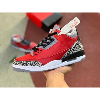 【ลดราคา】 Air Jordan 3 AJ3 Big Red Bull All star Red cement รองเท้าบาสเก็ตบอล อเนกประสงค์ CQ0488-600