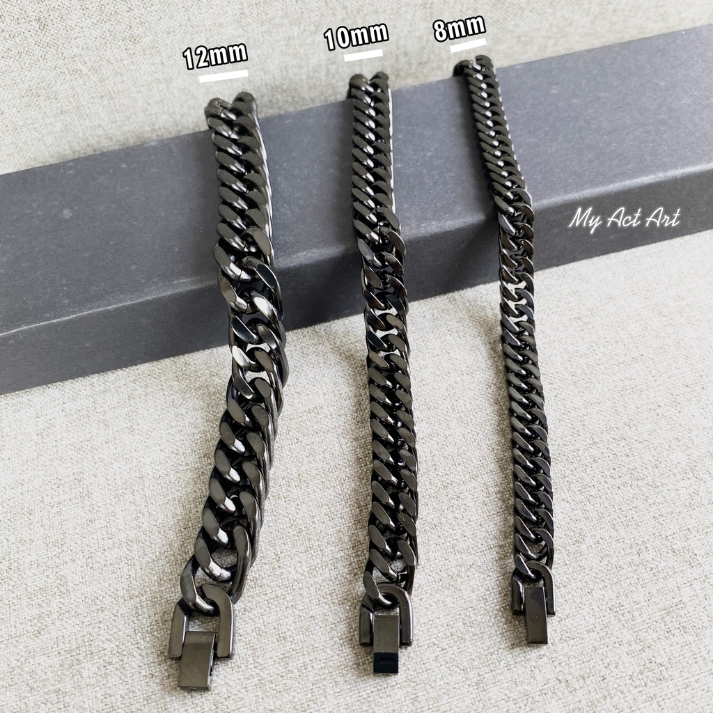 สร้อยข้อมือ สแตนเลส 8-10-12 mm เลสข้อมือ สีดำ สร้อยข้อมือโซ่ สร้อยข้อมือแสตนเลส แท้ราคาถูก ล็อคนาฬิกา ราคา ถูกที่สุด ดีลบีเคเค แกลเลอรีภาพที่ 7