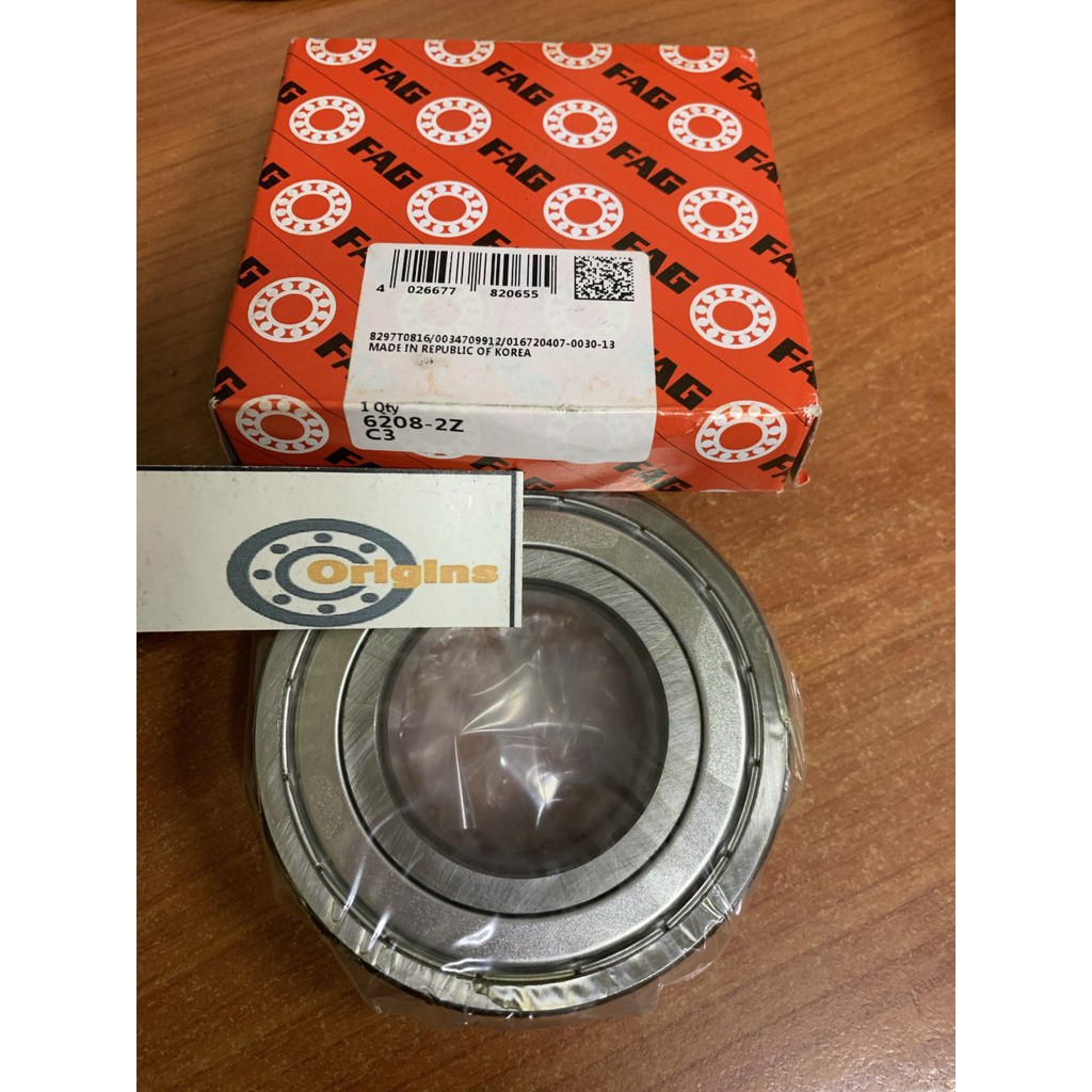แบริ่ง 6208 ZZ C3 FAG ORIGINAL 6208ZZC3