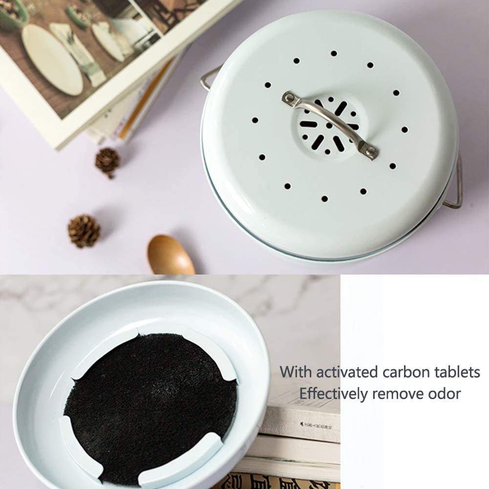 Tabletop Compost Food Bin Kitchen Compost Bin, Antique Cream finished