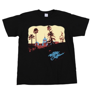 เสื้อยืดแขนสั้น ลาย Eagles rock American retro สไตล์วินเทจ สีดํา สําหรับผู้ชาย