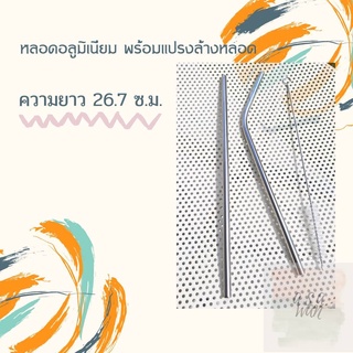 หลอดดูดน้ำ สแตนเลส + แปรงล้างหลอด Stainless Steel Drink Straw