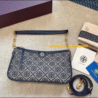 Tory Burch T Monogram Jacquard Shoulder Bag 2 สี ใหม่ !! กระเป๋าแฟชั่น ยอดนิยม กระเป๋าสะพายไหล่ กระเป๋าสะพาย งานสวย