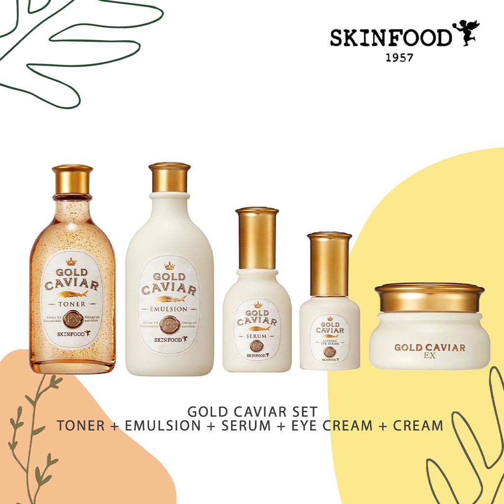 [Skinfood] GOLD CAVIAR EX Step 5SET ( TONER+SERUM+ EYE SERUM+EMULSION