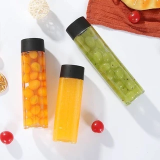 ขวดพลาสติกใส (PET) ทรงกระบอกยาว ฝาขาว ดำ ขนาด 400-500ml ขวดใส่ชา กาแฟ ขวดใส่ชาไข่มุก