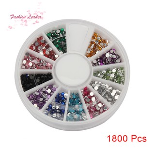 กลิตเตอร์ Rhinestone ขนาด 1.5mm สำหรับตกแต่งเล็บ 1800 ชิ้น